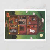 Illustration des Inneren eines Halloween-Spukhause