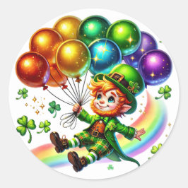 Illustration des irischen grünen Leprechaun Balloo Runder Aufkleber