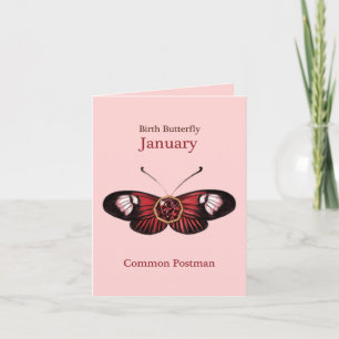 Illustration des Januar-Rot-Schmetterlings Common Karte