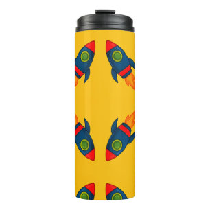 "Illustration des kolorierten Cartoon Thermosbecher