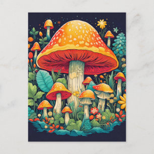 Illustration des kreativen Abstrakten Pilzwaldes Postkarte