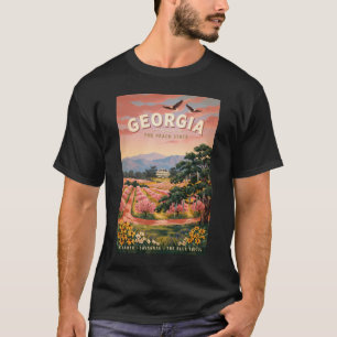 Illustration des Landes Georgien, Reise-, Kunst- V T-Shirt