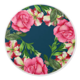 Illustration des lebendigen, rosa Blumenkreides Keramikknauf