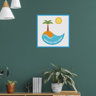 Illustration des lebendigen Strandes und des Meere Poster