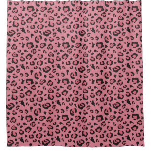 Illustration des Leopard-Rosa-Tieres Duschvorhang