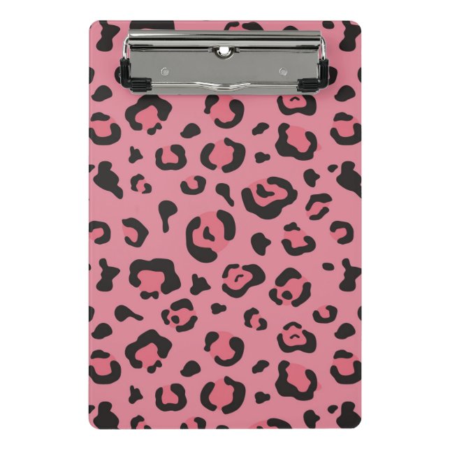 Illustration des Leopard-Rosa-Tieres Mini Klemmbrett (Vorderseite)