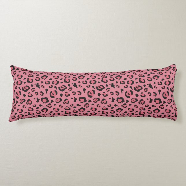 Illustration des Leopard-Rosa-Tieres Seitenschläferkissen (Vorderseite)