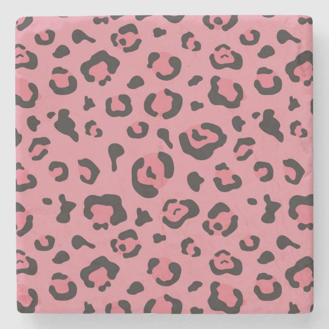 Illustration des Leopard-Rosa-Tieres Steinuntersetzer (Vorderseite)