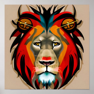 Illustration des Löwengesichts Poster