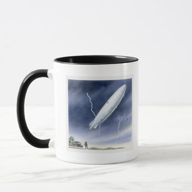 Illustration des Luftschiffs, das durch Blitz Tasse (Links)