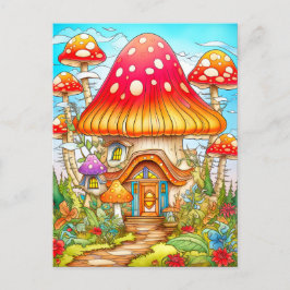 Illustration des Magischen Mushroom House Postkarte