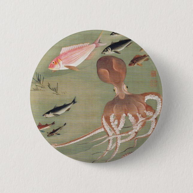 Illustration des menschlichen Lebens in Fischen un Button (Vorderseite)