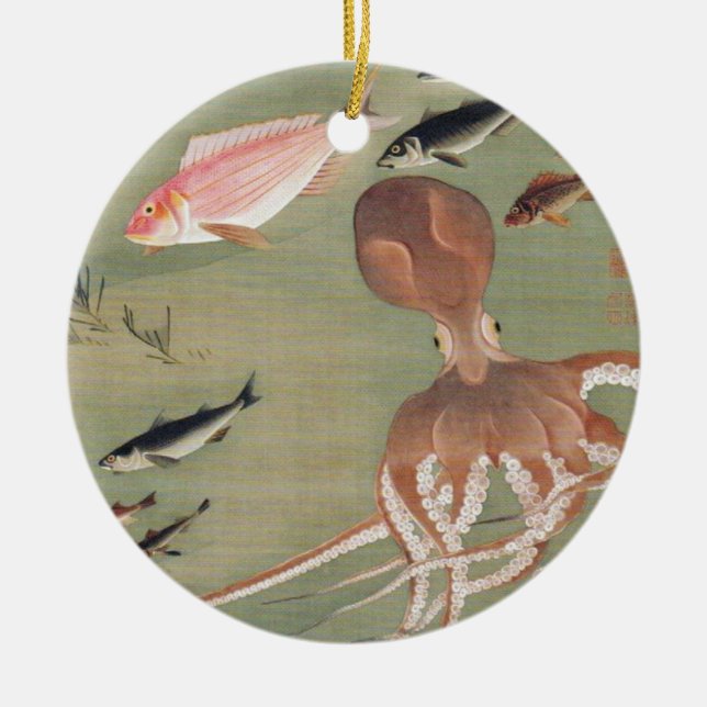 Illustration des menschlichen Lebens in Fischen un Keramik Ornament (Vorne)