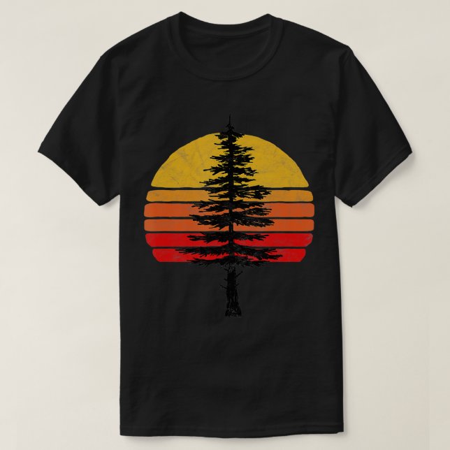 Illustration des Minimalistischen Pinienwaldes Ret T-Shirt (Design vorne)