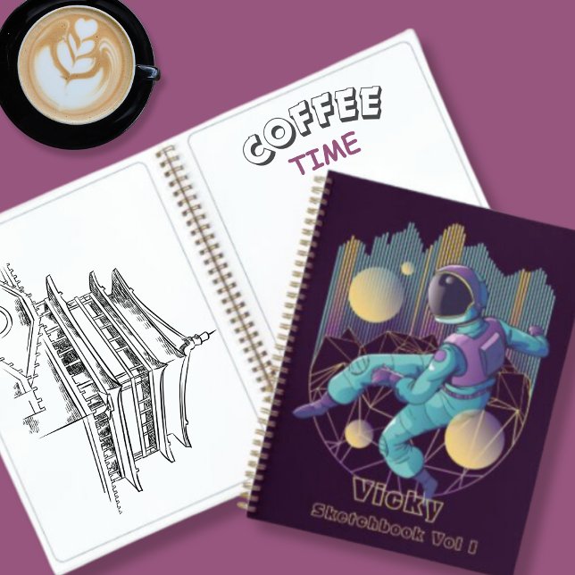 Illustration des modernen Techno-Astronauten Notizbuch (Von Creator hochgeladen)