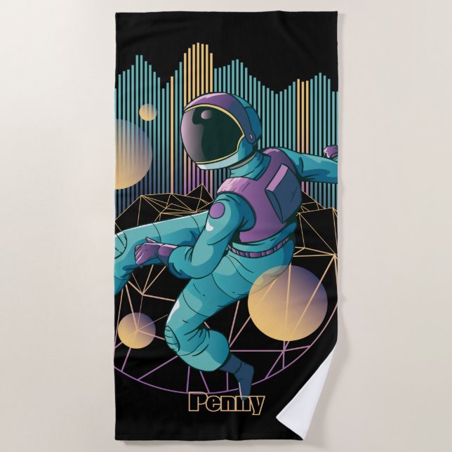 Illustration des modernen Techno-Astronauten Strandtuch (Vorderseite)