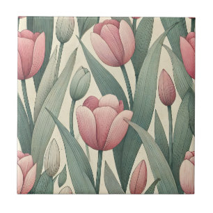 Illustration des Muster-Musters Pastel Tulip Garde Fliese