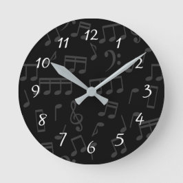 Illustration des Musters für musikalische Notizen Runde Wanduhr