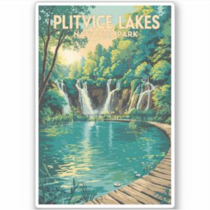Illustration des Nationalparks Plitvicer Seen Reis Aufkleber