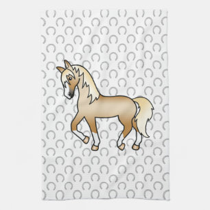 Illustration des Niedlichen Cartoon Palomino Trott Geschirrtuch