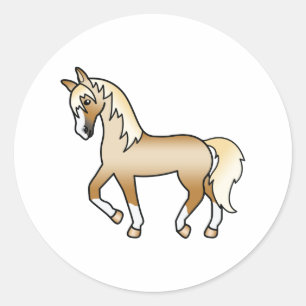Illustration des Niedlichen Cartoon Palomino Trott Runder Aufkleber