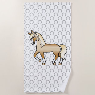 Illustration des Niedlichen Cartoon Palomino Trott Strandtuch