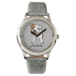 Illustration des niedlichen Englischen Bulldog Armbanduhr