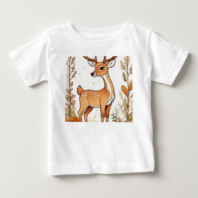 Illustration des niedlichen Hirschfarbbuchs Baby T-shirt (Vorderseite)