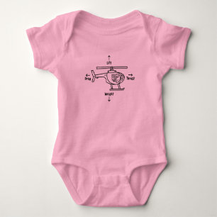 Illustration des niedlichen Hubschraubers mit vier Baby Strampler