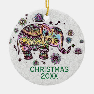 Illustration des niedlichen Retro-Elefanten Keramik Ornament