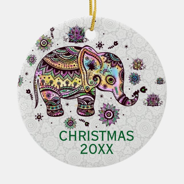 Illustration des niedlichen Retro-Elefanten Keramik Ornament (Vorne)