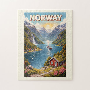 Illustration des norwegischen Fjords, Reise Kunst 