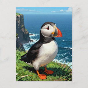 Illustration des Papageientauchers am Meer In Ko Postkarte