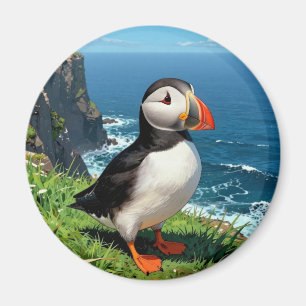 Illustration des Papageientauchers am Meer Magnet