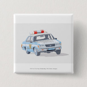 Illustration des Polizeiwagens mit zwei Polizisten Button