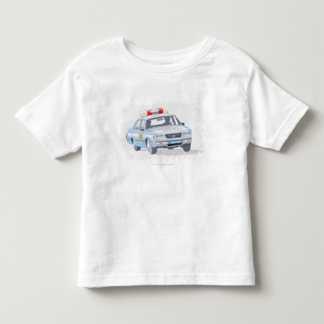 Illustration des Polizeiwagens mit zwei Polizisten Kleinkind T-shirt (Vorderseite)