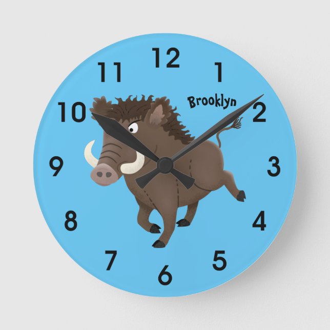 Illustration des Rasierapparats von Wildschweinen Runde Wanduhr (Vorderseite)