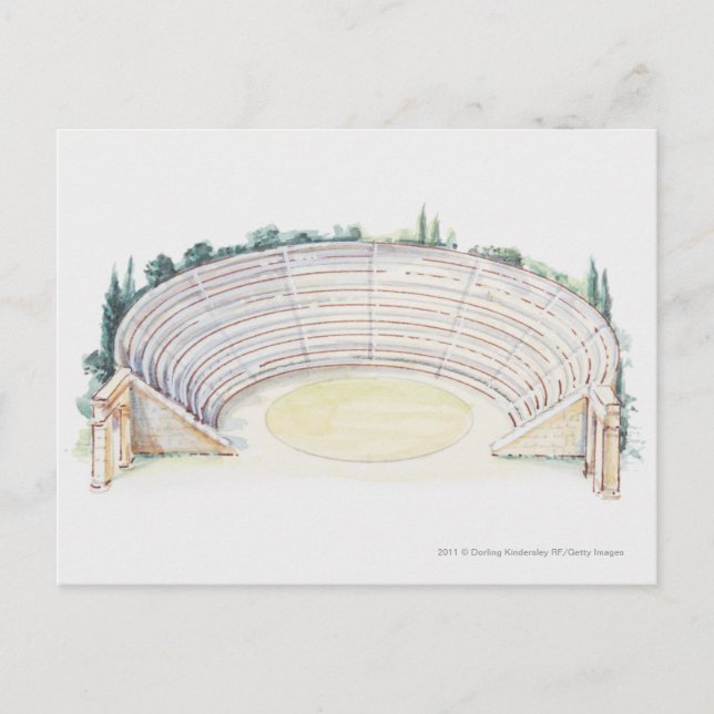 Illustration des römischen Amphitheaters Postkarte (Vorderseite)