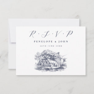 Illustration des rustikalen Bauernhauses Hochzeit  RSVP Karte