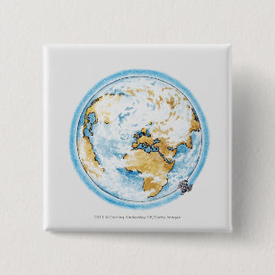 Illustration des Satelliten die Erde in Umlauf Button