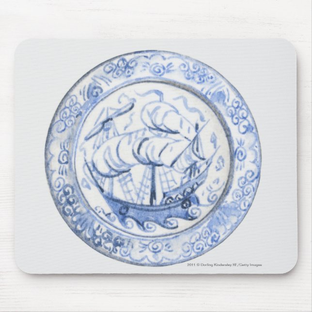 Illustration des Schiffs auf Iznik Platte des 16. Mousepad (Vorne)