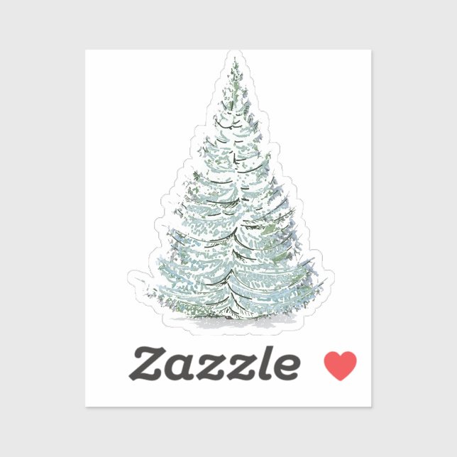 Illustration des schneebedeckten Spruce-Baumes Aufkleber (Blatt)