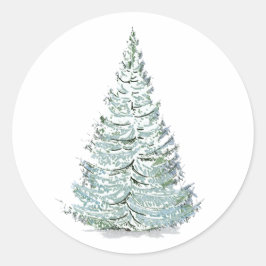 Illustration des schneebedeckten Spruce-Baumes Runder Aufkleber