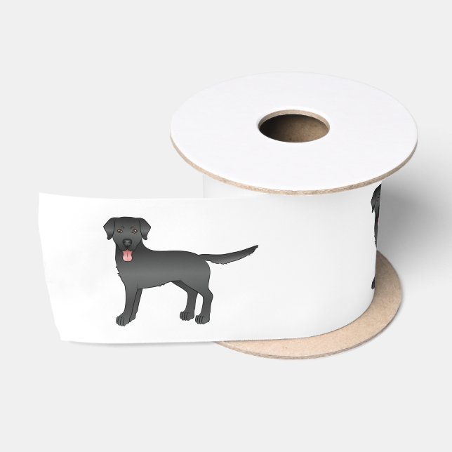 Illustration des schwarzen Labrador Retriever Cart Satinband (Spule)