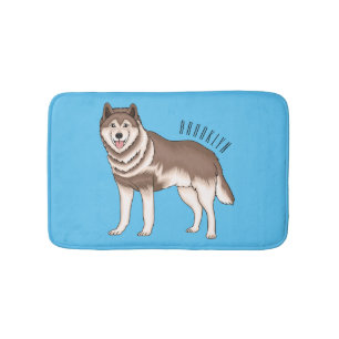 Illustration des sibirischen Husky-Cartoon Badematte