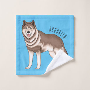 Illustration des sibirischen Husky-Cartoon Badhandtuch Set