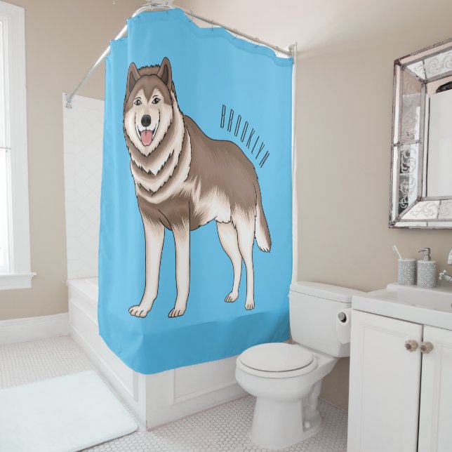 Illustration des sibirischen Husky-Cartoon Duschvorhang (Beispiel)