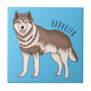 Illustration des sibirischen Husky-Cartoon Fliese