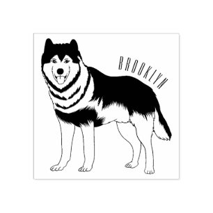 Illustration des sibirischen Husky-Cartoon Gummistempel