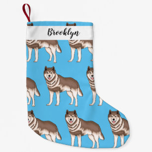 Illustration des sibirischen Husky-Cartoon Kleiner Weihnachtsstrumpf